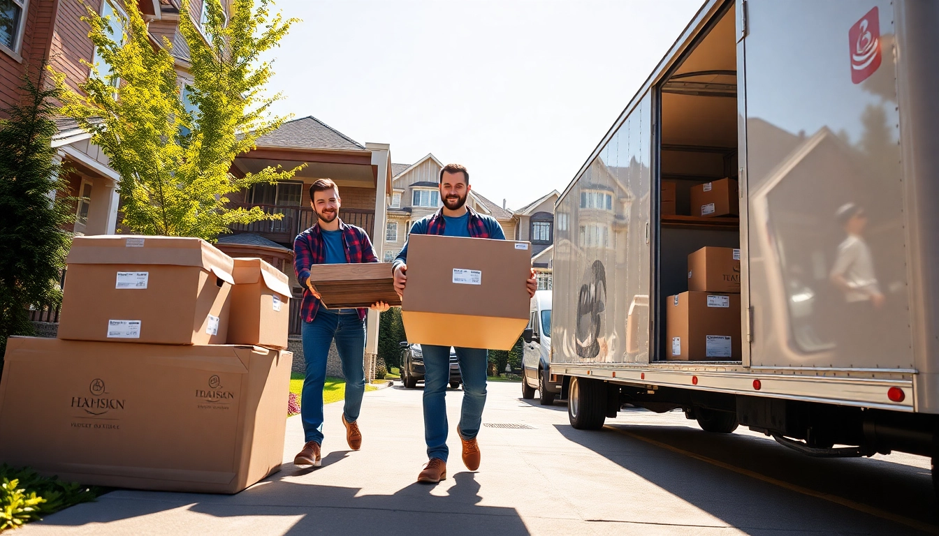Reliable movers Calgary expertly handling household furniture with care in a friendly neighborhood, ensuring a stress-free move for clients.