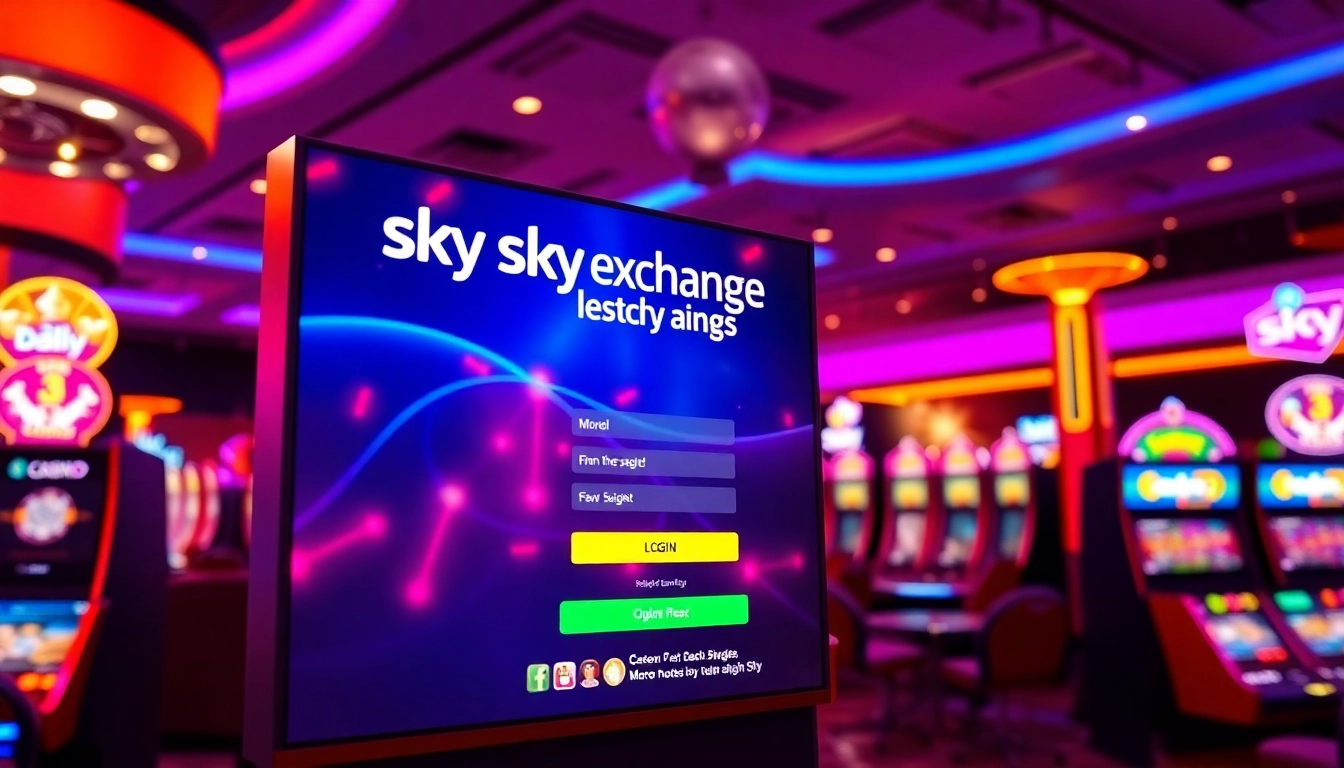 Sky exchange login page shown on a sleek digital device, inviting users to access betting and casino games easily and securely.