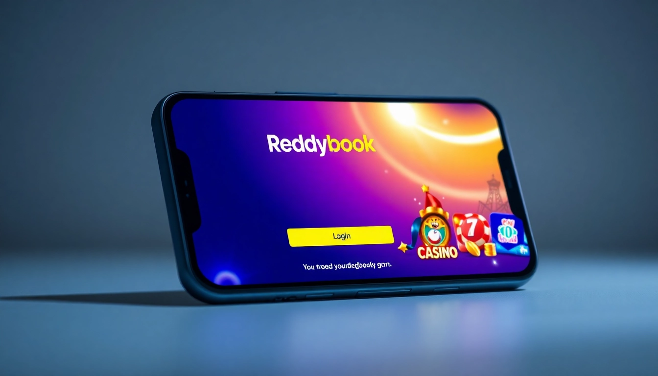Reddybook Login page displayed on mobile device with sports and casino icons for seamless user access.