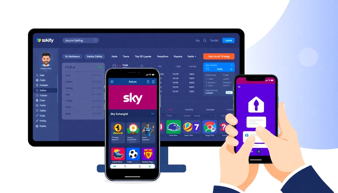 Secure Sky Exchange Id verification on mobile app, showing betting dashboard and user action, emphasizing safety and accessibility
