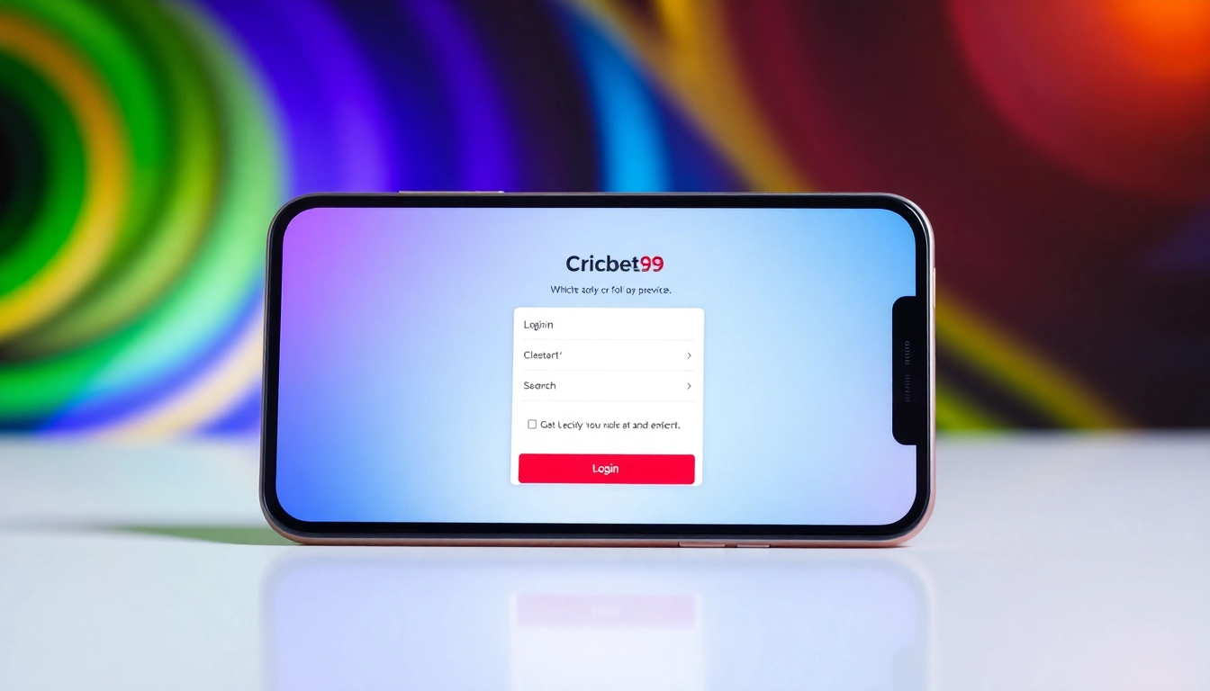 User accessing Cricbet99 login portal on mobile device with clear fields and secure login