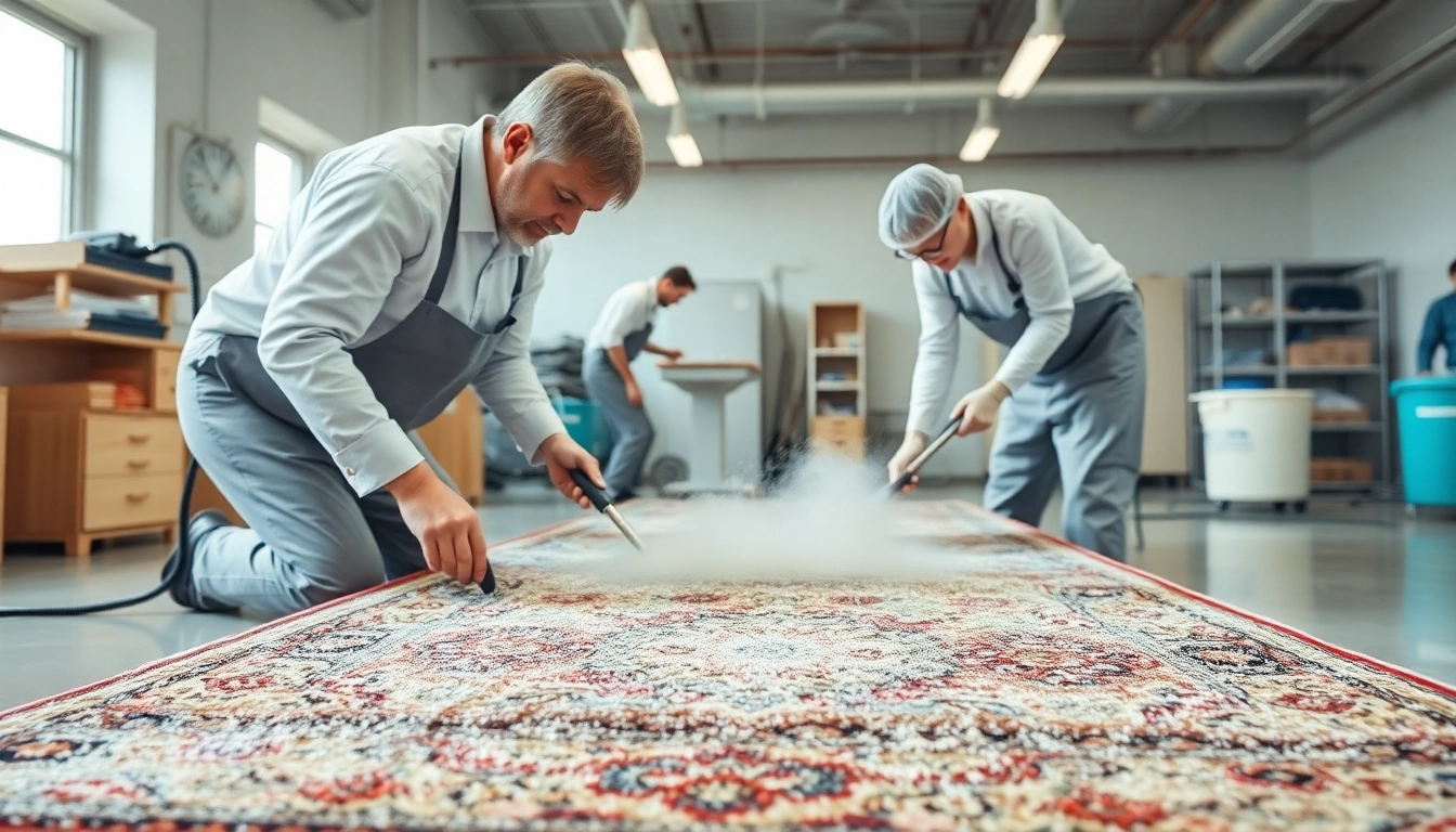Expert team performing Lavaggio tappeto Milano with deep cleaning techniques on a delicate